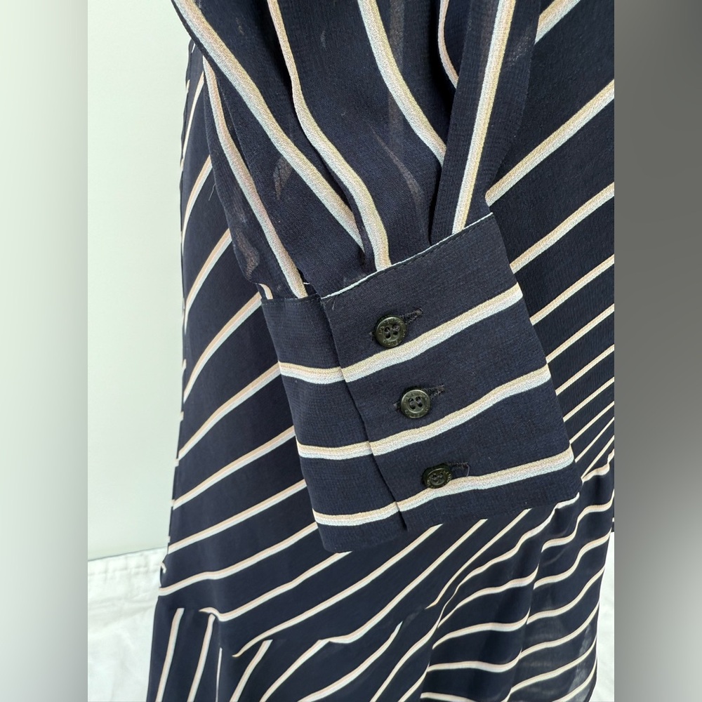Rachel Roy Collection Striped Midi Wrap Dress Navy White Long Sleeve Sz 2 NWOT - Picture 5 of 14